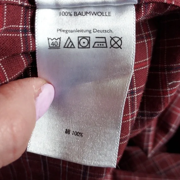 *Eddie Bauer Men's Burgundy Red with Black and Cream Checkered Shirt Size TXL - Picture 10 of 10